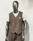 S5-1442 Gilet Lino E Cotone Coffe Brown Man
