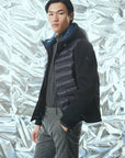 W5-0041 MESH Piumino Ibrido Cappuccio Blu Man