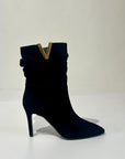 W5-4340 Stivaletto Tacco 8 Camoscio V Oro Nero