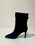 W5-4340 Stivaletto Tacco 8 Camoscio V Oro Nero