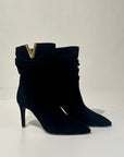 W5-4340 Stivaletto Tacco 8 Camoscio V Oro Nero