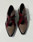 W6-G19-B Scarpa Lacci Vernice Taupe/Bordeaux