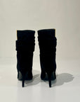 W5-4340 Stivaletto Tacco 8 Camoscio V Oro Nero