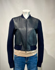 DS5-KEIRA Bomber Full Zip Knit/Leathers DK.Blu Woman