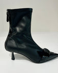 W6-3351 Tronchetto in Tessuto Stretch e Vernice Nero