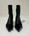 W6-3351 Tronchetto in Tessuto Stretch e Vernice Nero