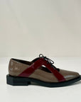 W6-G19-B Scarpa Lacci Vernice Taupe/Bordeaux
