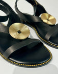 S6-8551 Sandalo con Cinturino a Caviglia Dettaglio Gold Black