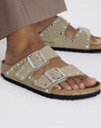 1029390 Arizona Plantare Soft Suede Rivet Taupe Woman