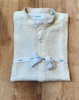 S4-Q66TNC Camicia Slim Coreana Lino Ecrù