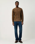 UW6-CREW Maglia Merino Wool Printed Brown Man