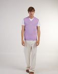 S3-0576 Gilet V con T-Shirt Lilla Man