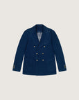 SU3-3895 Giacca Doppiopetto Piquet Washed Indaco Man