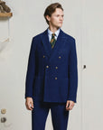 SU3-3895 Giacca Doppiopetto Piquet Washed Indaco Man