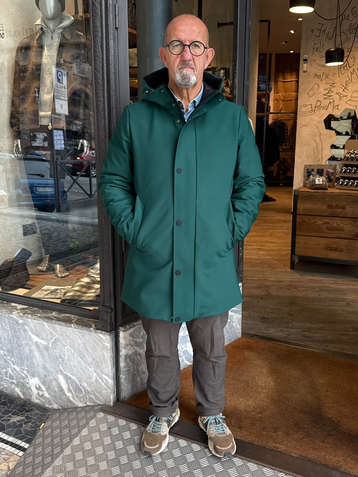 W6-0015 FROST Parka Tech Lungo Cappuccio Verde Bosco Man