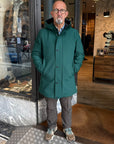 W6-0015 FROST Parka Tech Lungo Cappuccio Verde Bosco Man