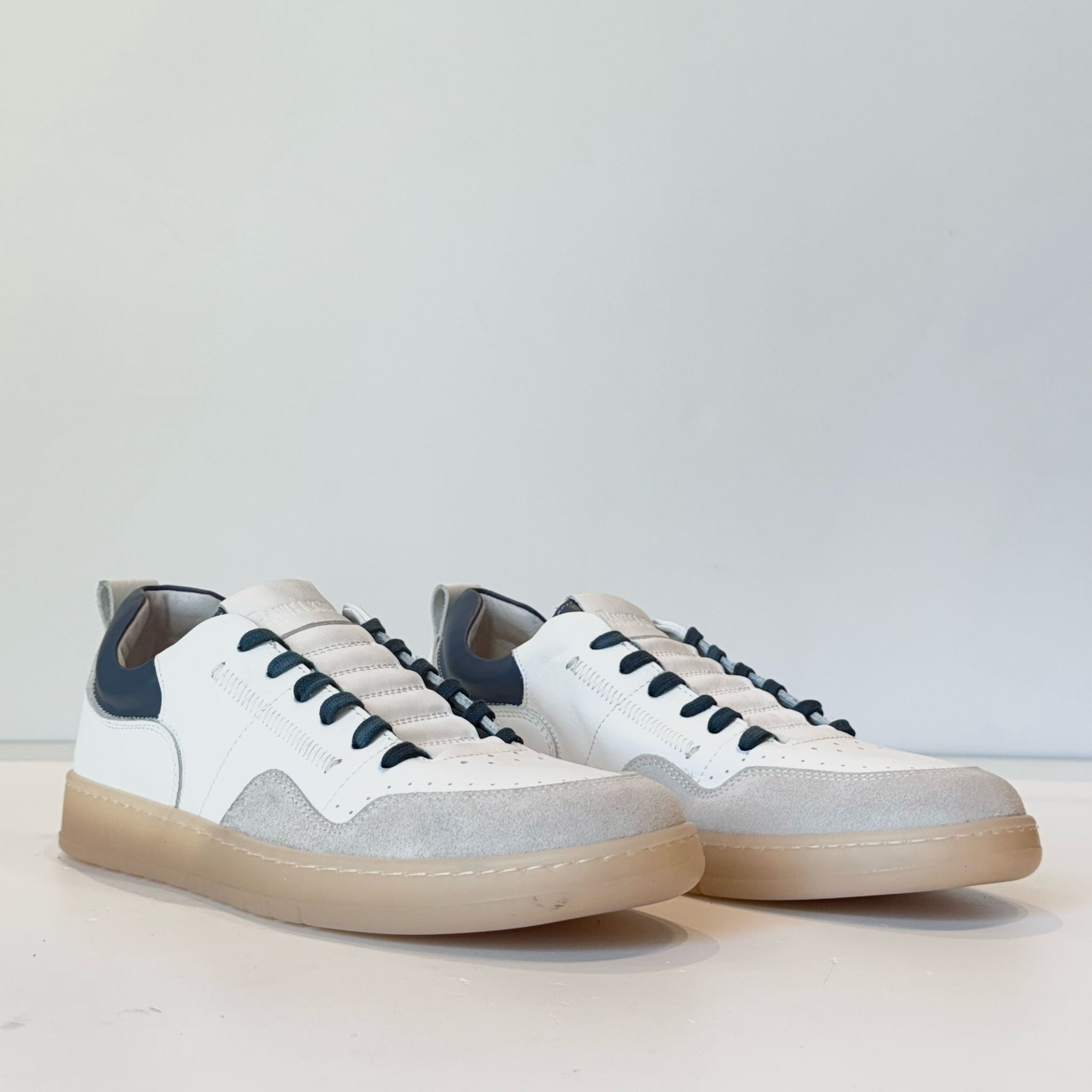 S5-23611 Sneaker Pelle/Suede Bianco/Blu Man
