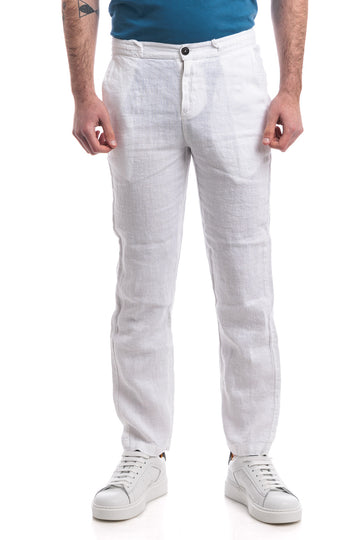 US4-Pantalone Chino Portofino Lino Optic White Man