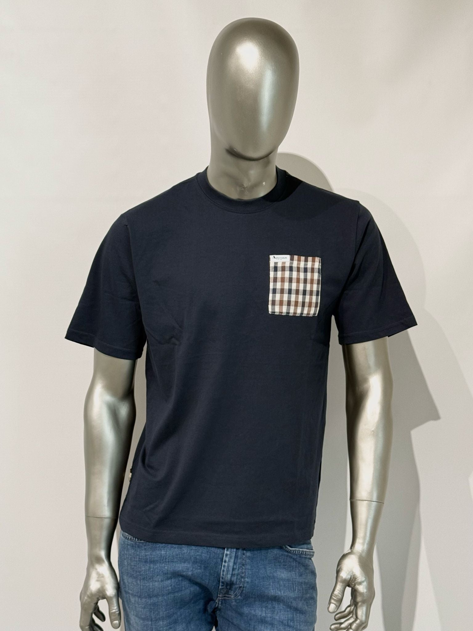 US5-TS007 T-Shirt Club Check Pocket Navy Man