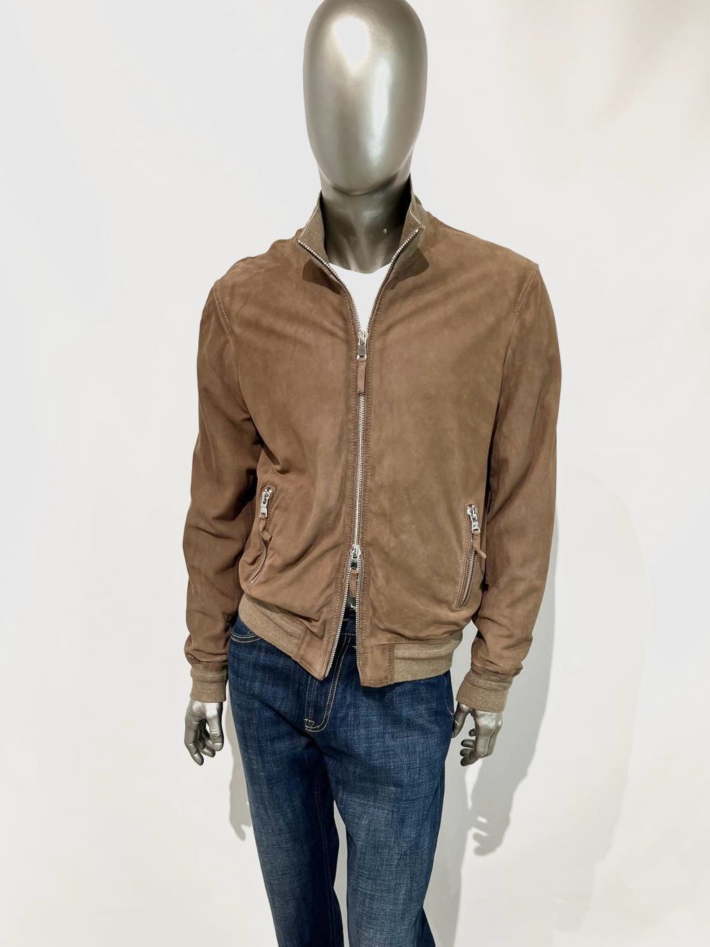 US4-QUENTIN Giubbotto Pelle Scamosciata Stone Man