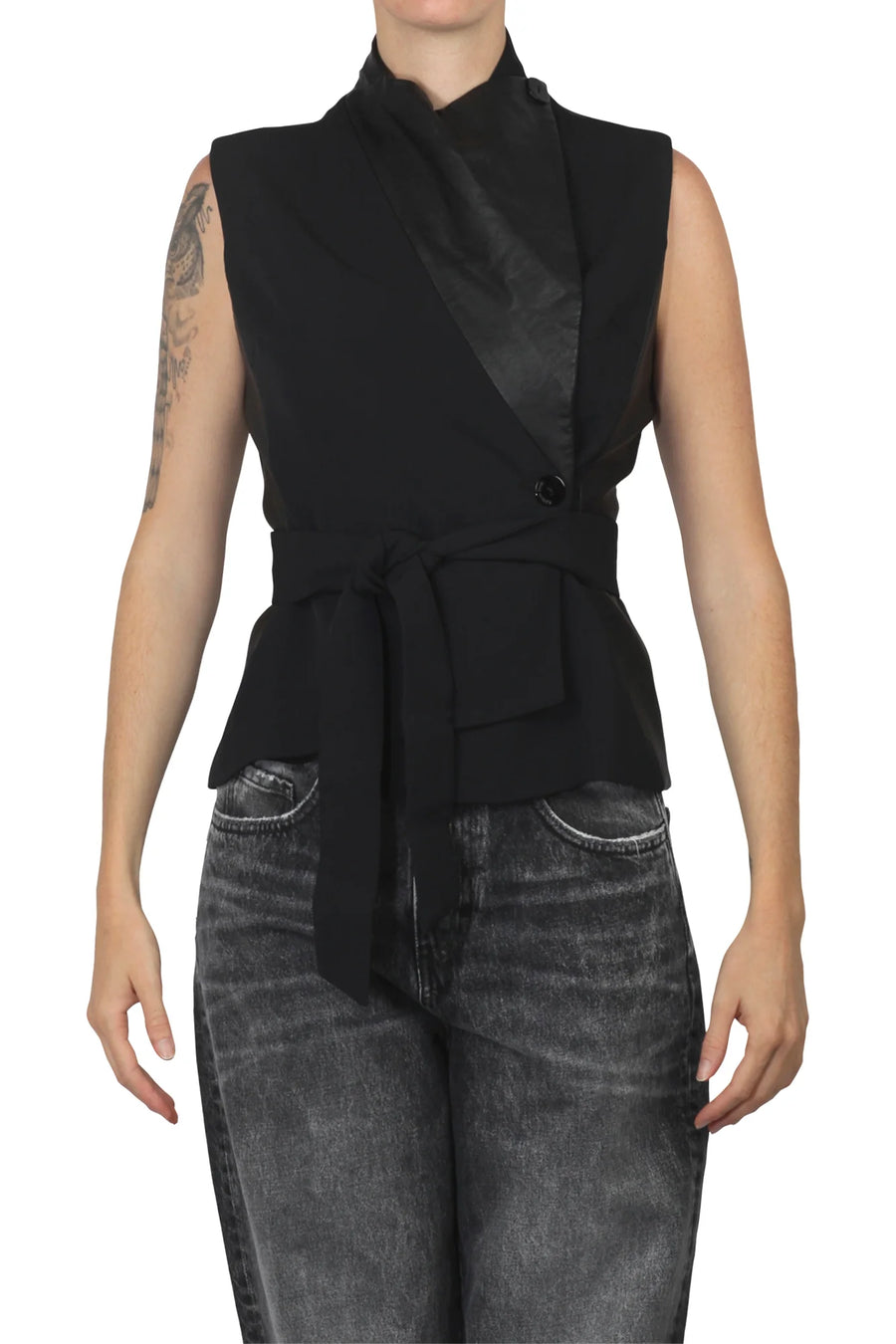 W4-35059 Gilet Bimateriale Nero