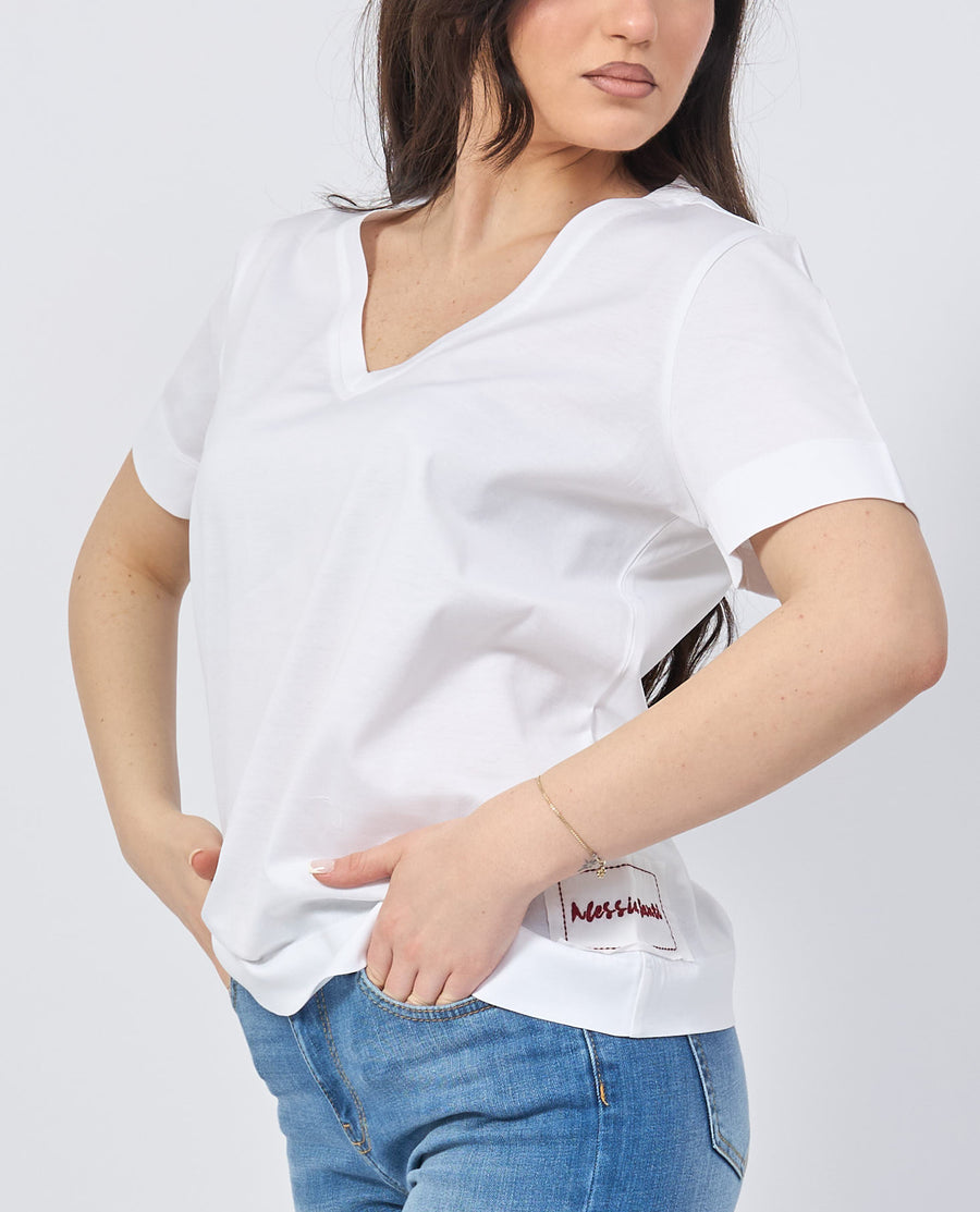 S5-64011  T-shirt scollo V Bianca