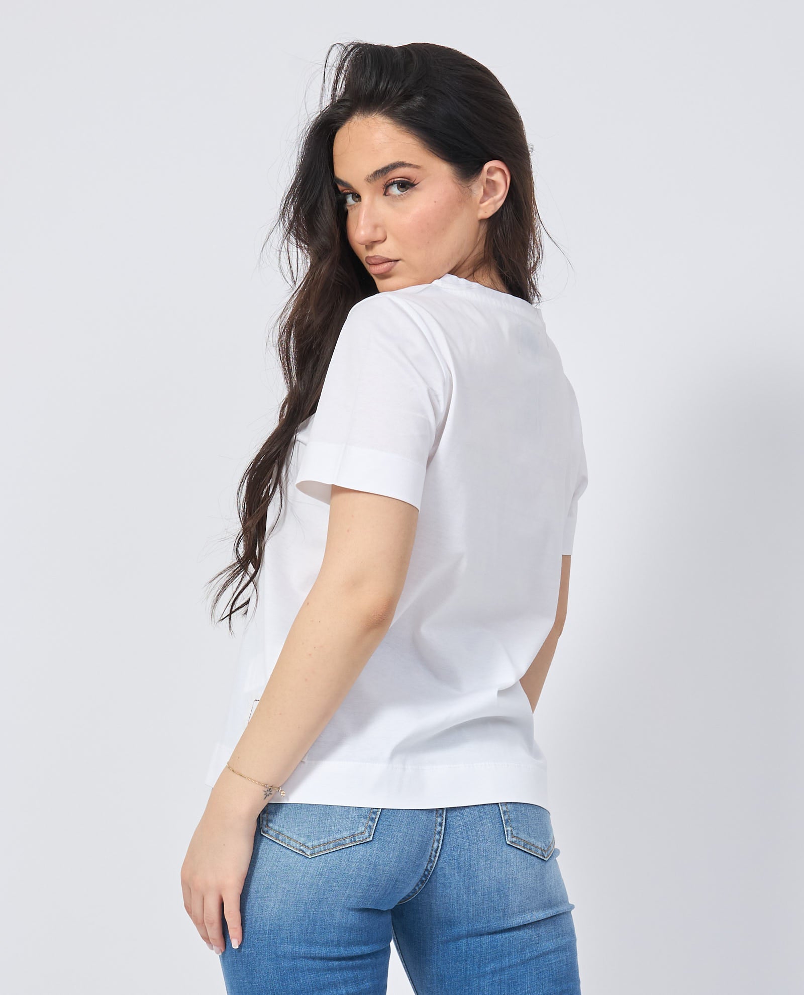 S5-64011  T-shirt scollo V Bianca