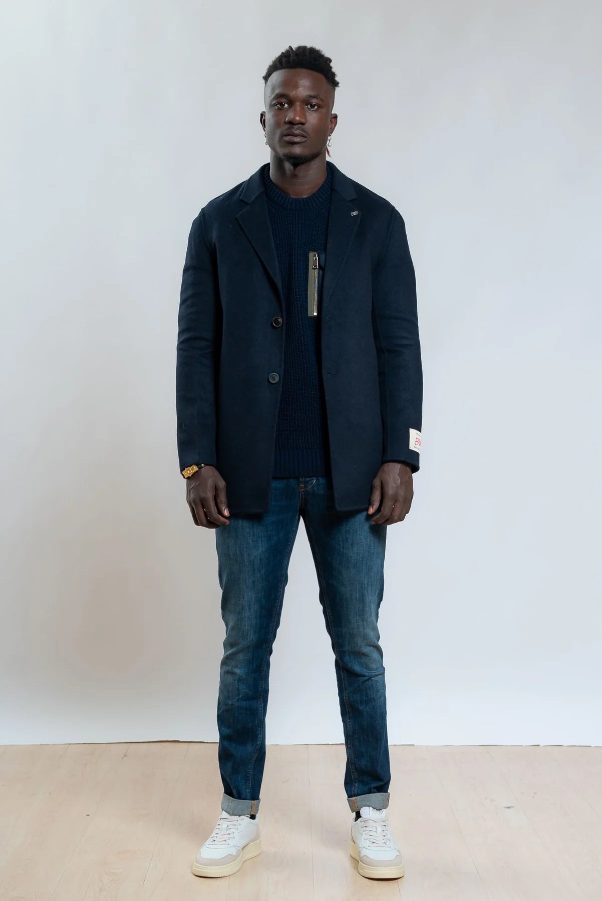 W4-BRON Cappotto Lana Monopetto Blu