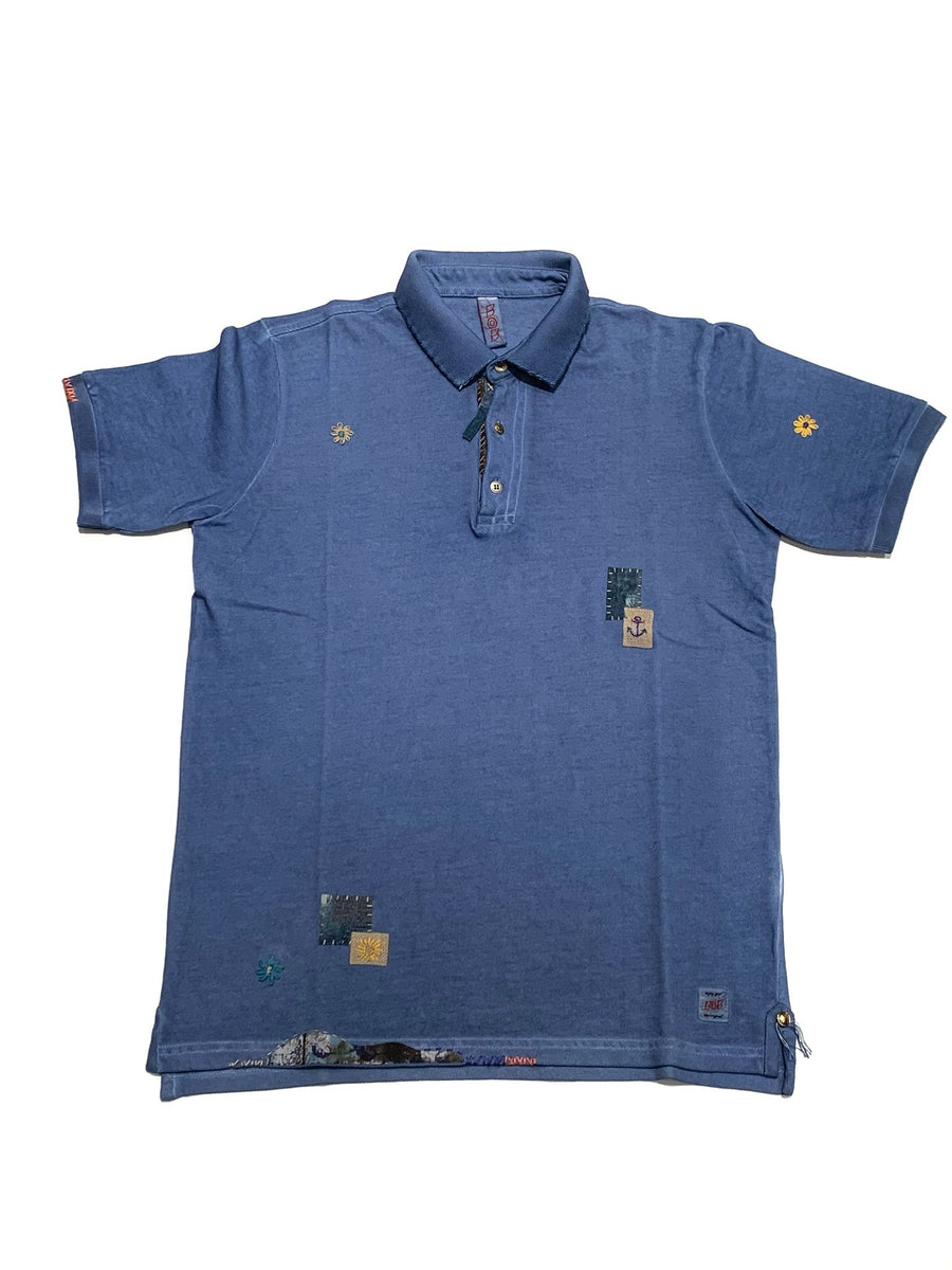 S4-RICKY381 Polo Ricamata Denim Man