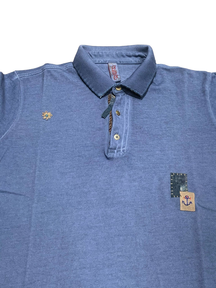 S4-RICKY381 Polo Ricamata Denim Man