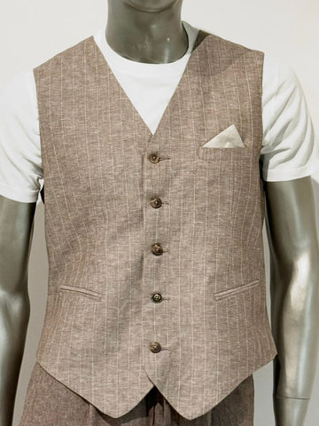 S5-1403 Gilet Lino E Cotone Brown Man