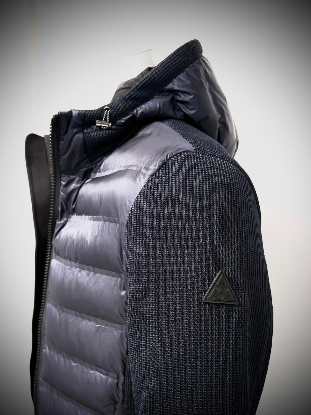 W5-0041 MESH Piumino Ibrido Cappuccio Blu Man