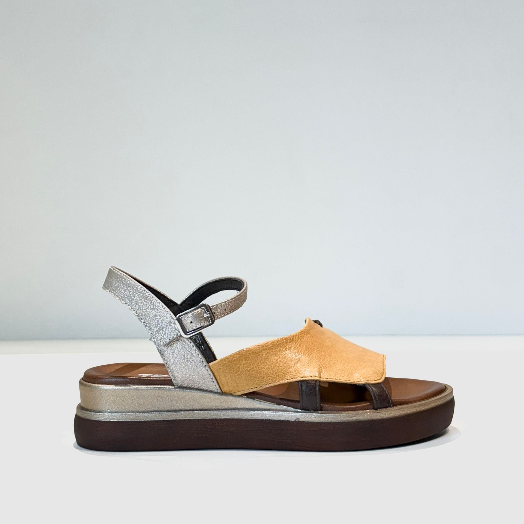 S5-1844 Sandalo Zeppa Ocra Malva