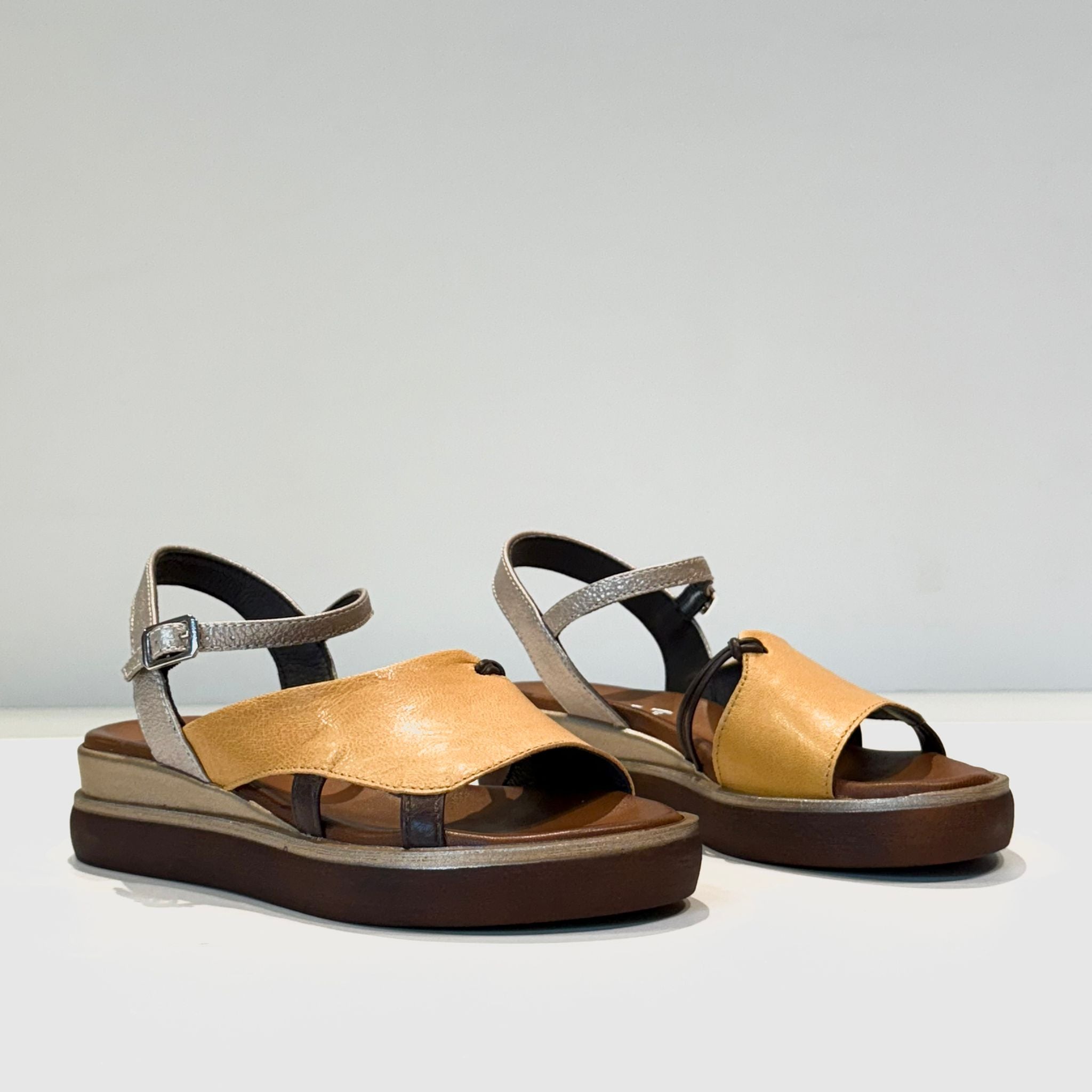 S5-1844 Sandalo Zeppa Ocra Malva