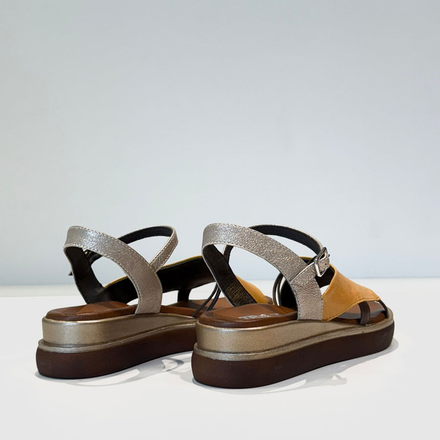S5-1844 Sandalo Zeppa Ocra Malva