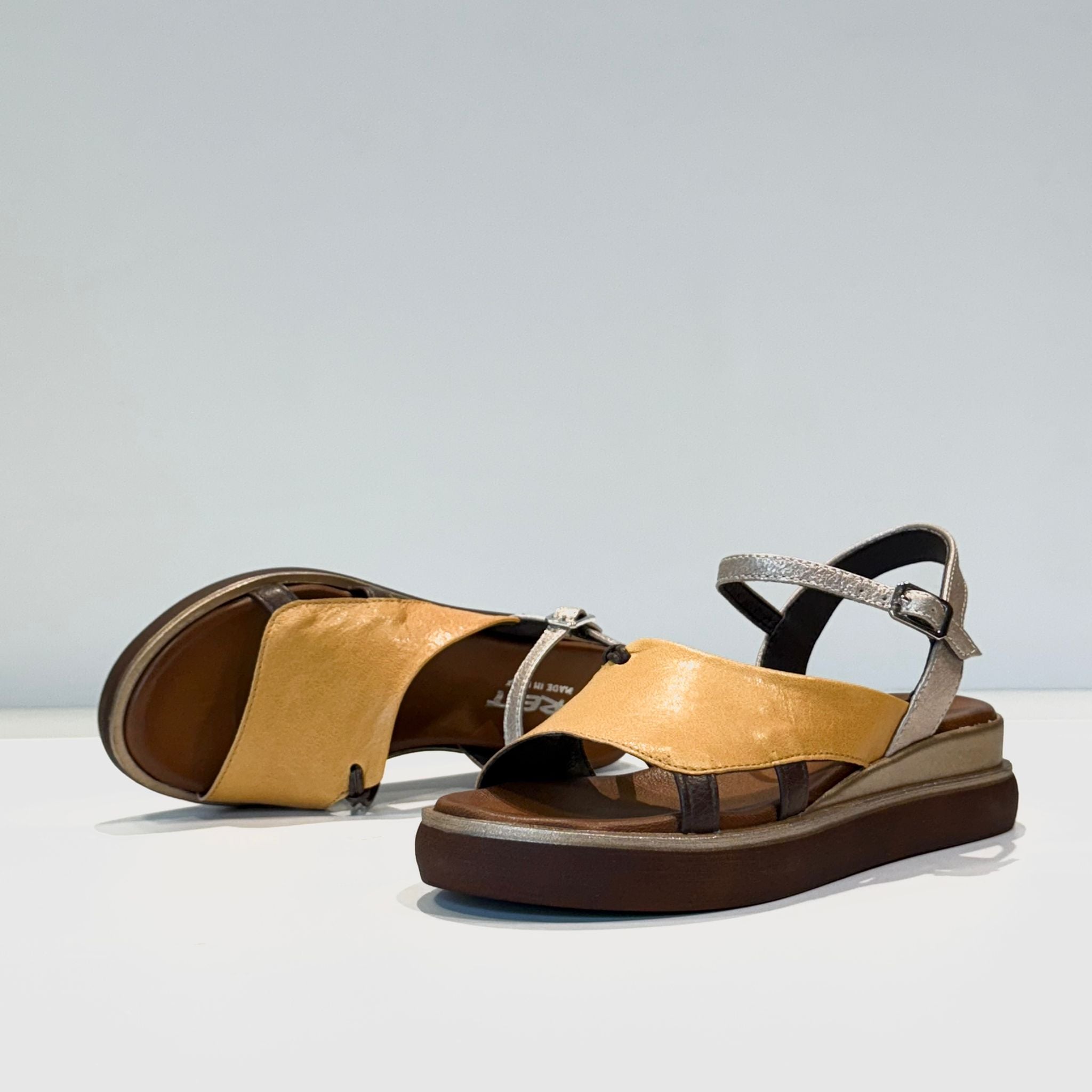 S5-1844 Sandalo Zeppa Ocra Malva