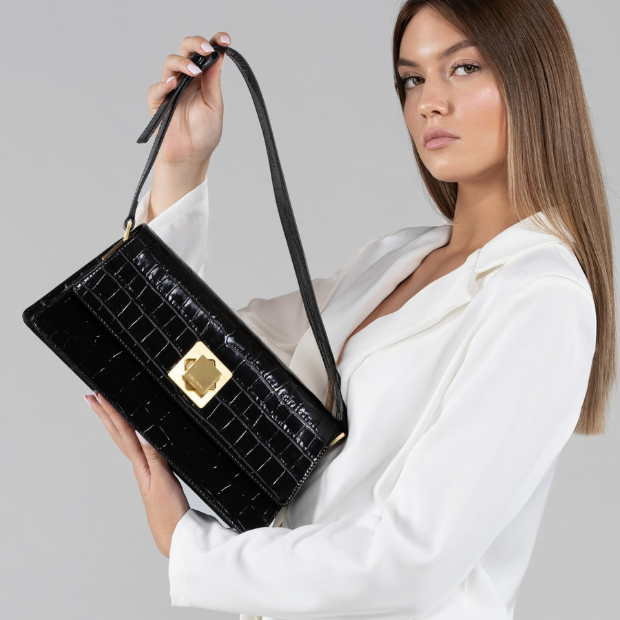 W5-1902 FLAVIA Borsa Cocco Nero