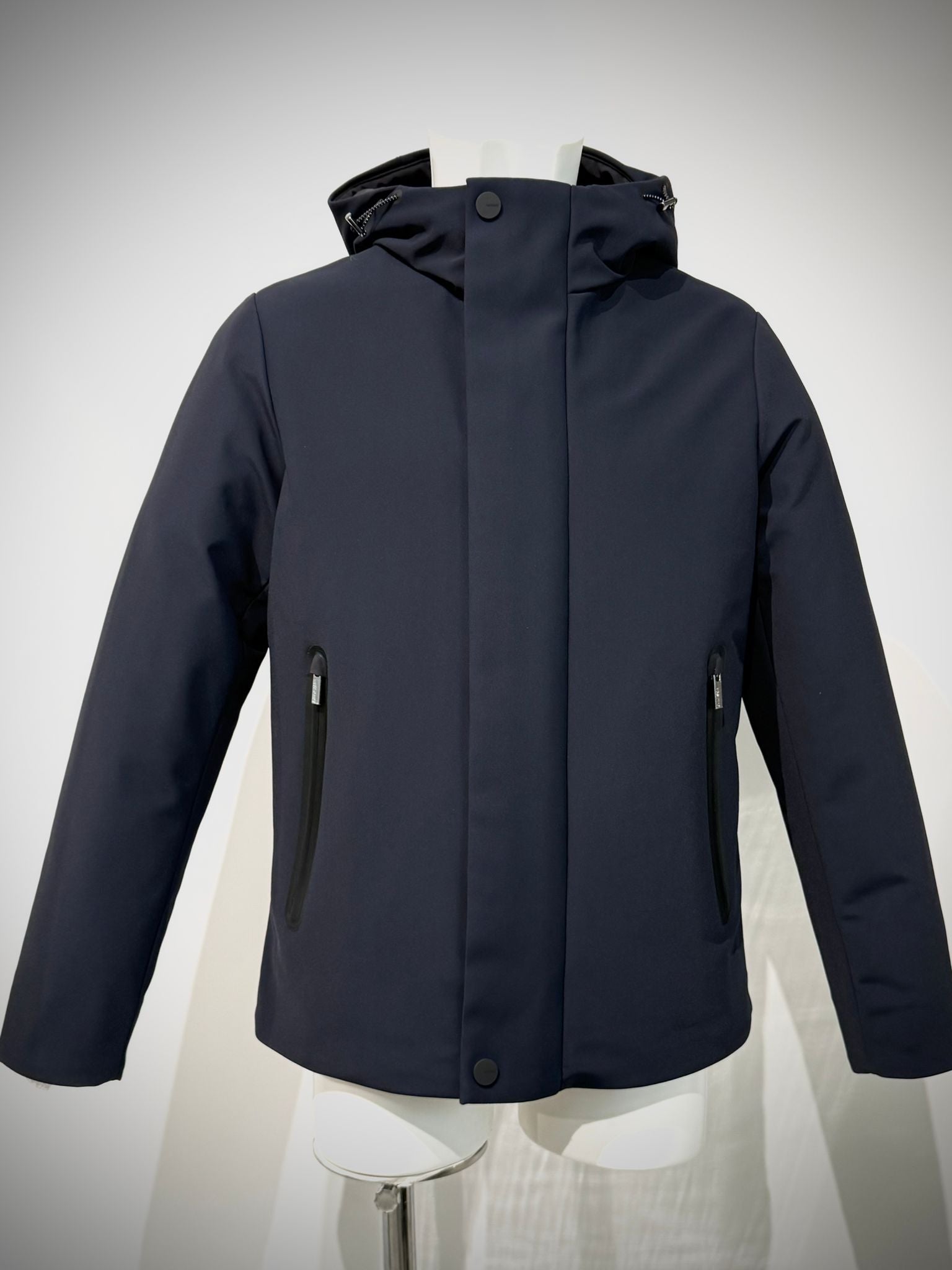 W5-0017 BONDED Parka Tech Corto Cappuccio Blu Man