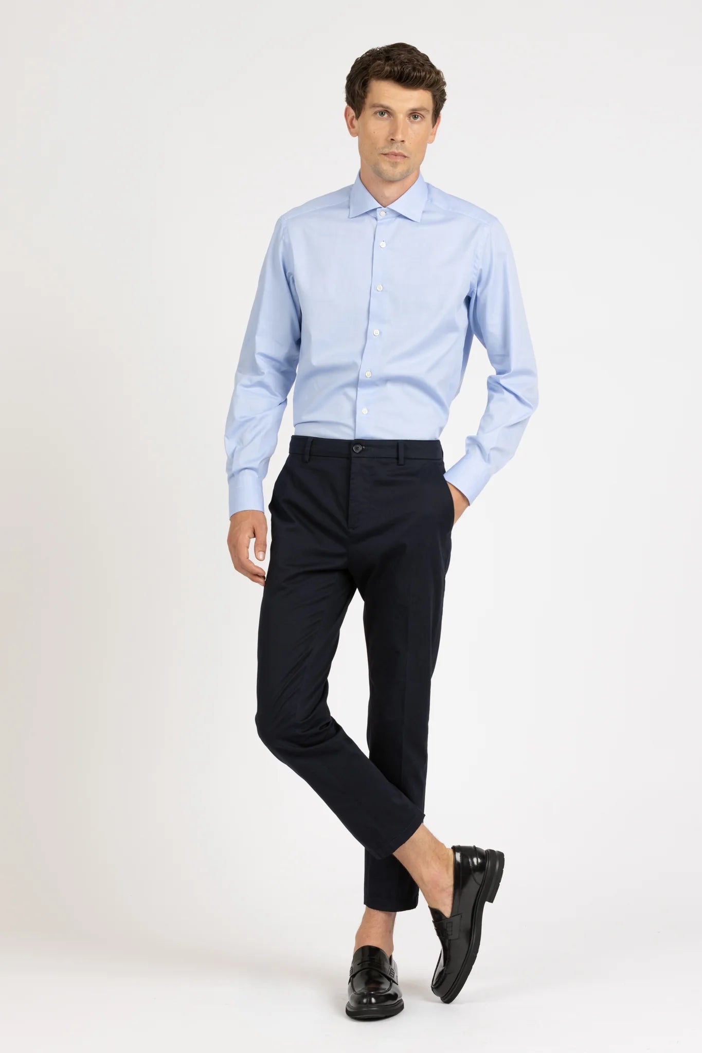 W6-GI0VUR Camicia Comfort Giro Inglese Azzurro Man