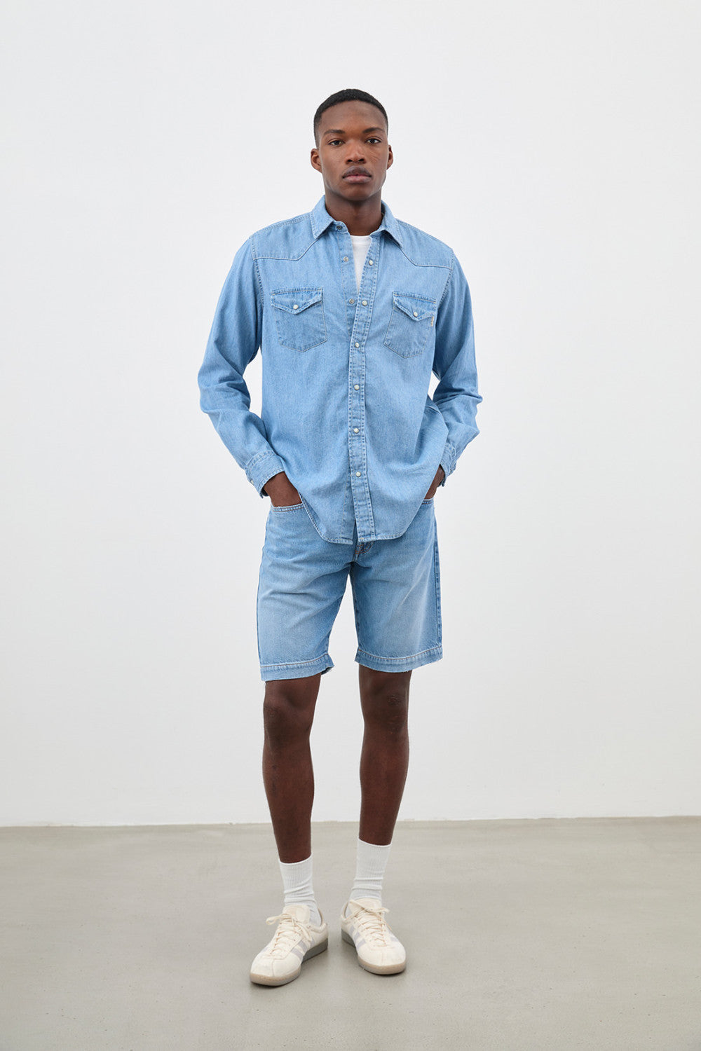 US5-Camicia Martin Denim Bleach Man