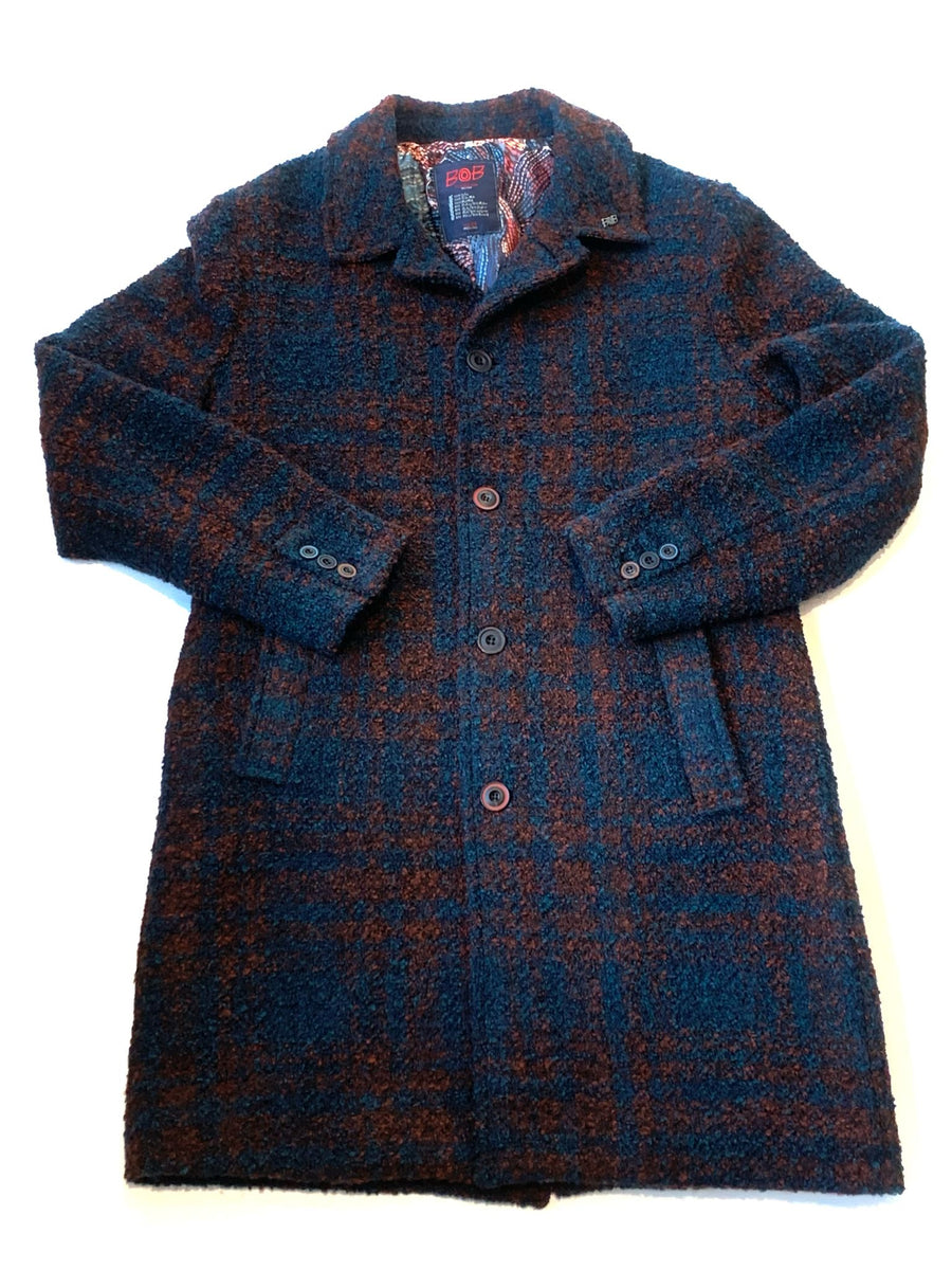 W3-VENU123 Cappotto Monopetto Check Blu Man