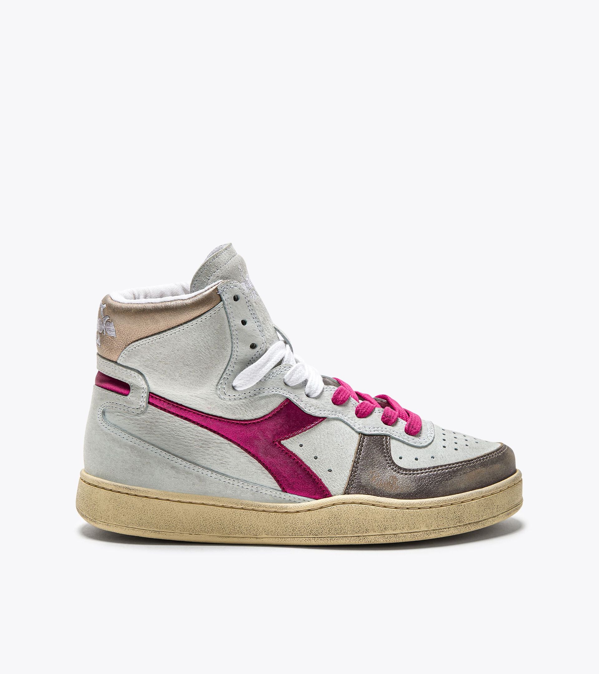 DW3-MI Basket MID Metal Pigskin Bianco/Rosso Fucsia Woman
