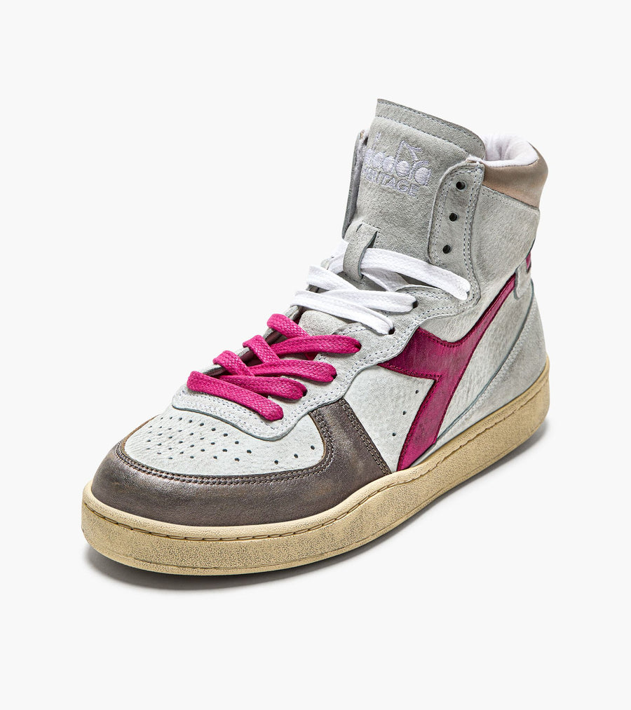 DW3-MI Basket MID Metal Pigskin Bianco/Rosso Fucsia Woman