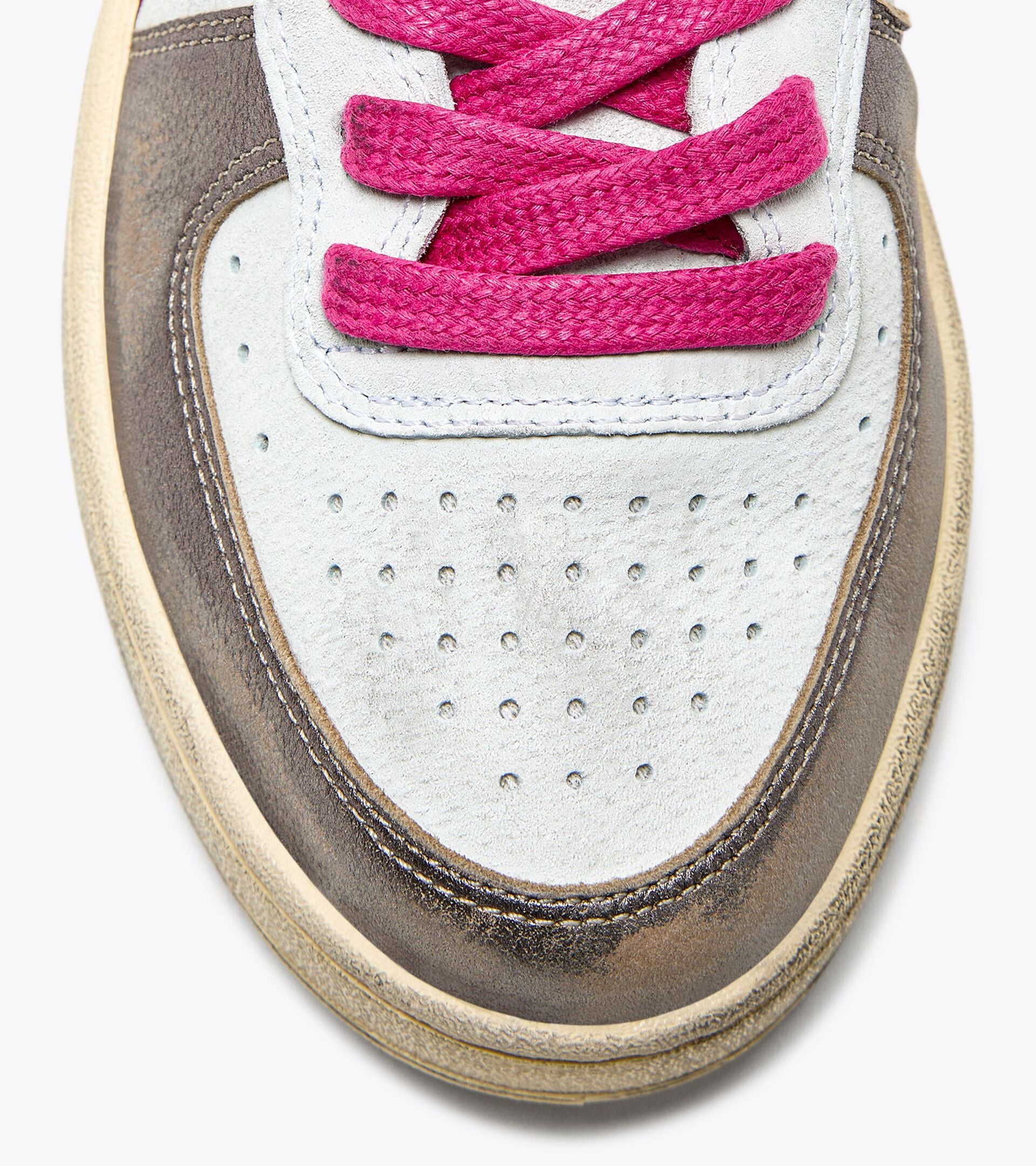 DW3-MI Basket MID Metal Pigskin Bianco/Rosso Fucsia Woman