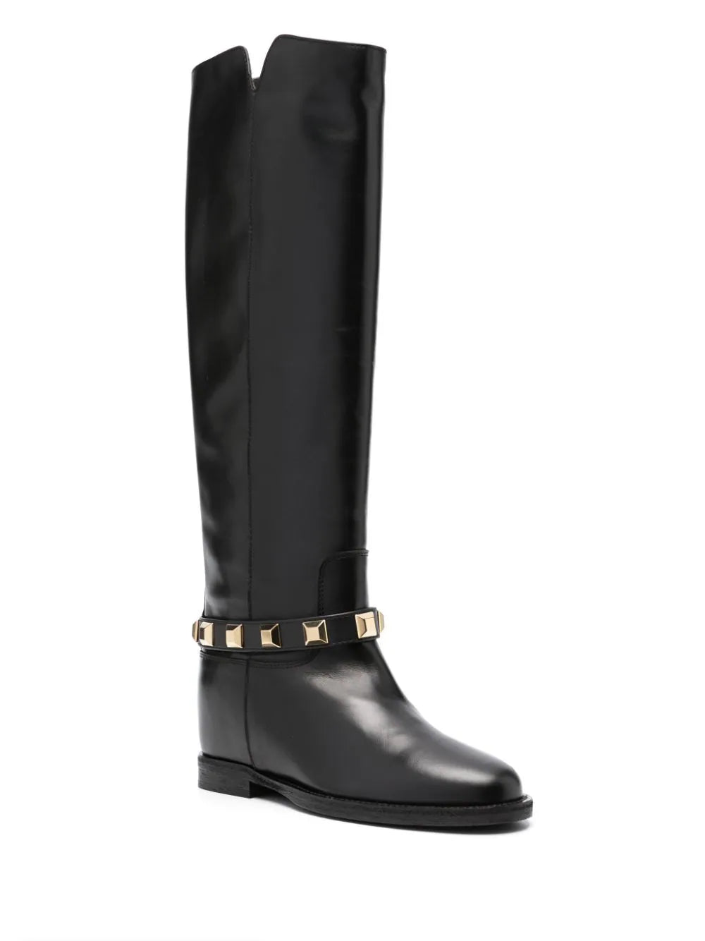 W3-4003 Stivale Santa Monica Cinturino Borchie Oro Nero