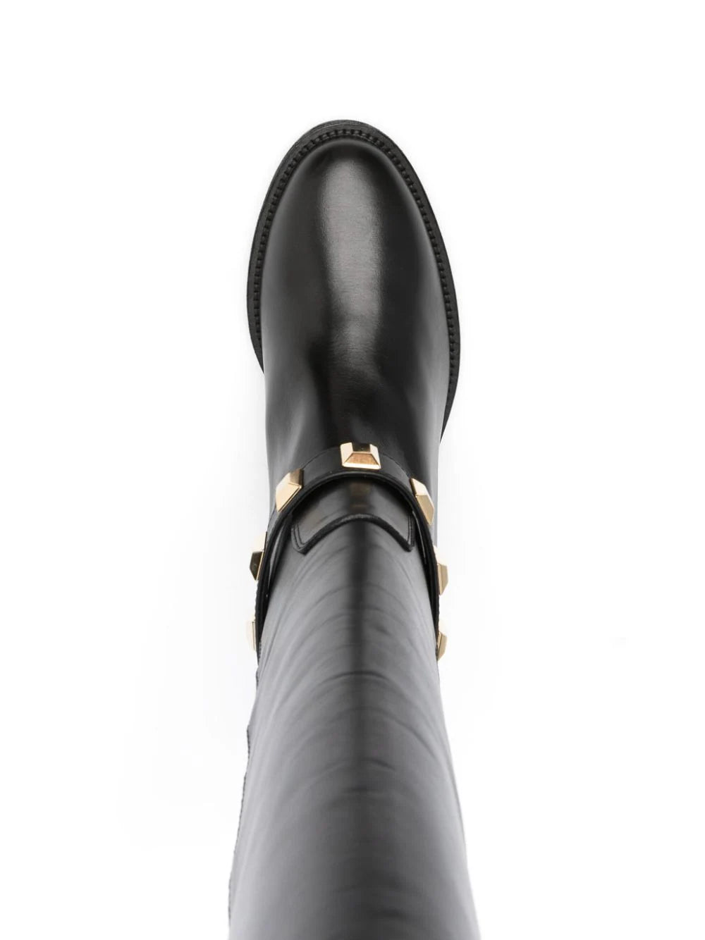 W3-4003 Stivale Santa Monica Cinturino Borchie Oro Nero