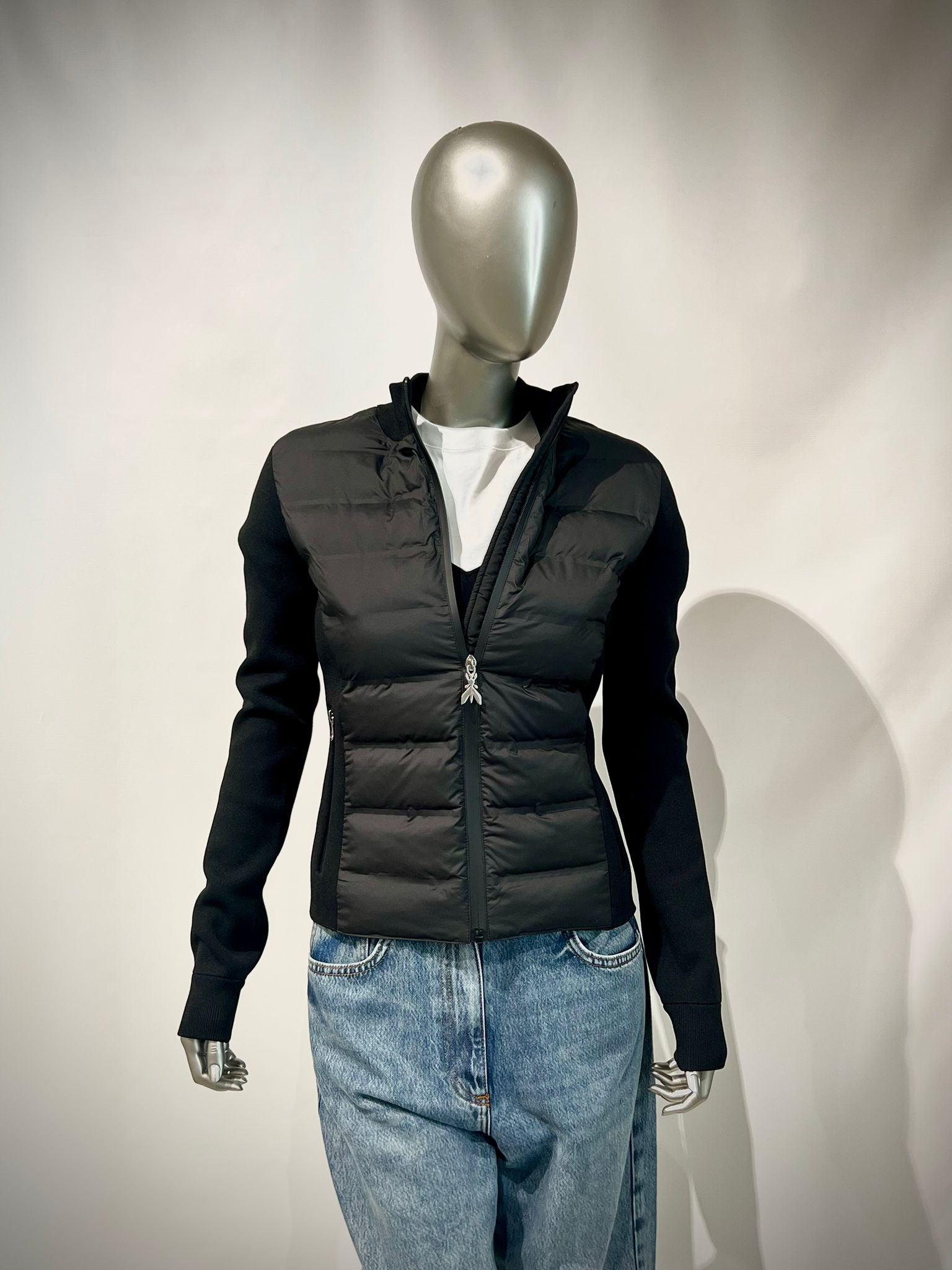 S6-8O0219 Piumino Ultralight Inserti in Maglia Nero
