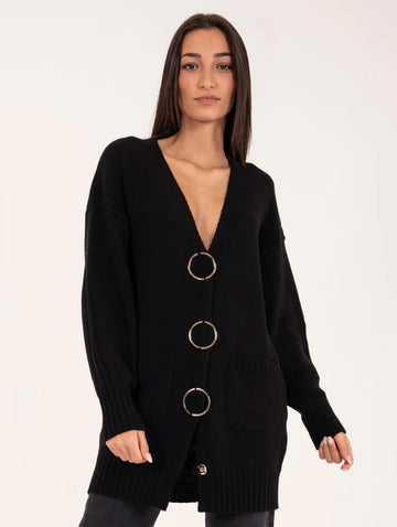 W3-CRZ01 Cardigan Anelli Nero