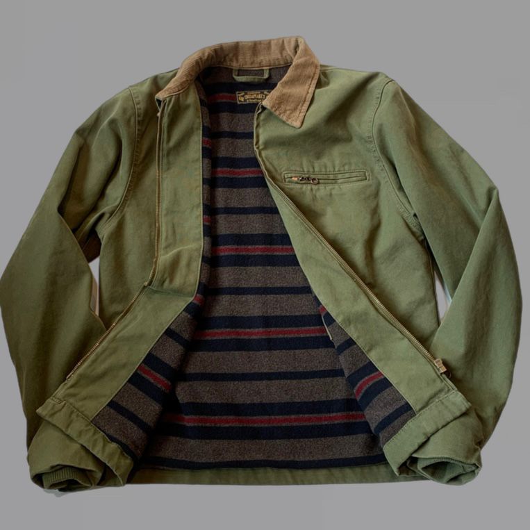 UW4- Trucker Jacket Canvas Plain Army Man