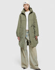 W4-9094 Parka Lungo Nylon Memory Verde Mimetico